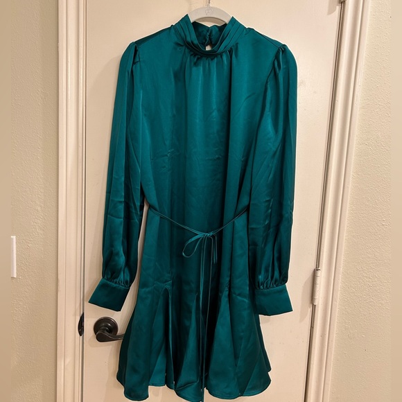 Loft Satin Godet Mini Dress EUC - Picture 3 of 5